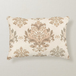 Vintage Damask Elegant Beige French Farmhouse Decorative Cushion