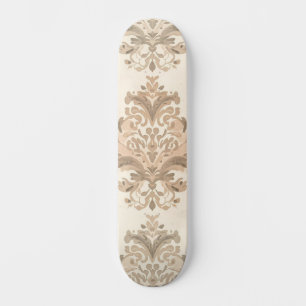 Vintage Damask Elegant Beige French Farmhouse Skateboard