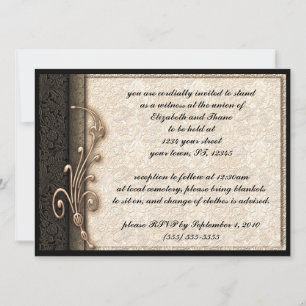 Vintage Damask Elegant Goth Wedding Invitation