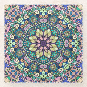 Vintage Damask: Elegant Seamless Pattern Glass Coaster
