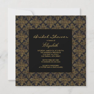 Vintage Damask Frame Bridal Shower Invitations
