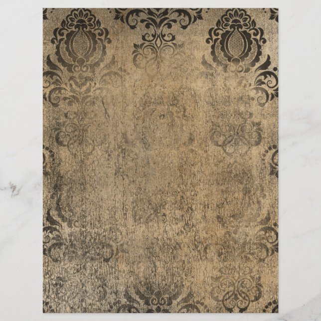 Vintage Damask Grungy Scrapbook Paper (Front)