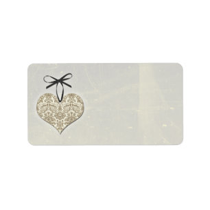 Vintage Damask Heart Silver Wedding Blank Address Label