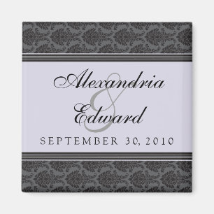 Vintage Damask Lavender Wedding Favour Magnet