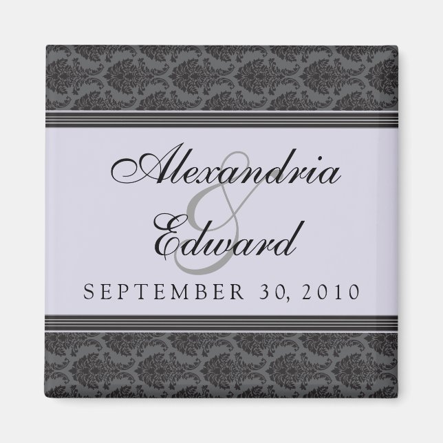 Vintage Damask Lavender Wedding Favour Magnet (Front)