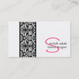 vintage; damask monogram business card