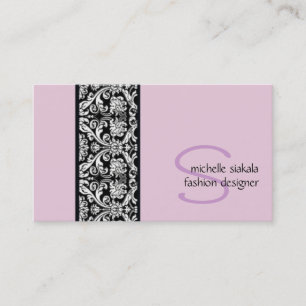 vintage; damask monogram business card