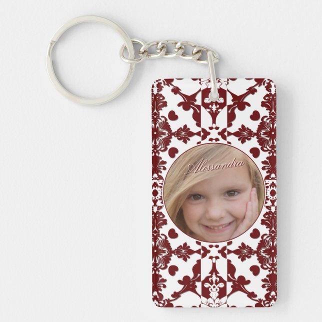 Vintage Damask Monogram Key Ring (Front)