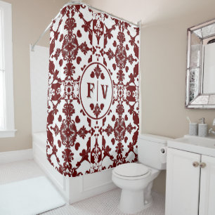 Vintage Damask Monogram Shower Curtain