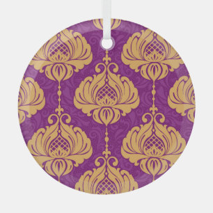 Vintage Damask Ornamental Pattern. Glass Tree Decoration