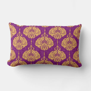 Vintage damask ornamental seamless pattern lumbar cushion