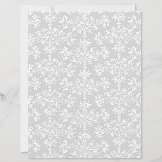 Vintage Damask Pattern in White on Light Gray (Front)