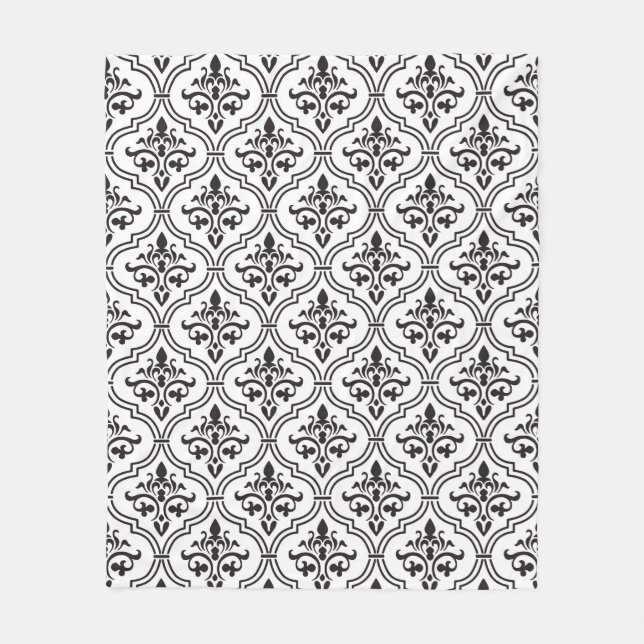 Vintage damask pattern tubes design. fleece blanket (Front)