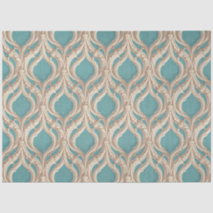 Vintage Damask Pattern Turquoise Blue Ivory Chic Tissue Paper