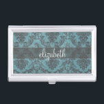 Vintage Damask Pattern with Monogram Business Card Holder<br><div class="desc">A grunge design with a modern twist. Add your name or monogram. If you need to make adjustments to the artwork,  click on the customise it button to make changes.</div>