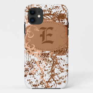 Vintage Damask Pattern with Monogram Letter E iPhone 11 Case