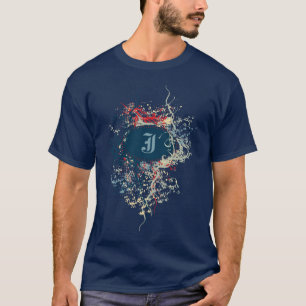 Vintage Damask Pattern with Monogram Letter J T-Shirt