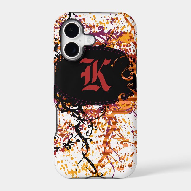 Vintage Damask Pattern with Monogram Letter K (Back)