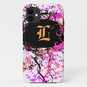 Vintage Damask Pattern with Monogram Letter L iPhone 11 Case