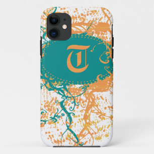 Vintage Damask Pattern with Monogram Letter T iPhone 11 Case