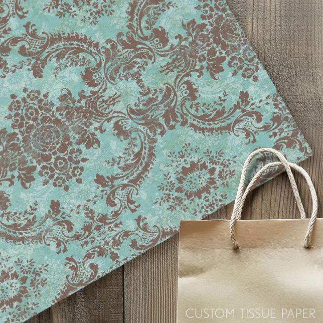 Vintage Damask Pattern with Monogram Tissue Paper (Tissue Paper)