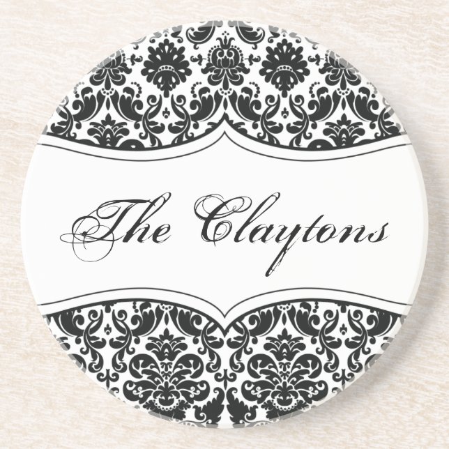 Vintage Damask Personalised Coaster (Front)
