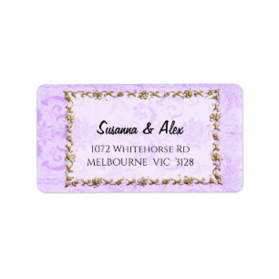 Vintage Damask Purple Wedding Label