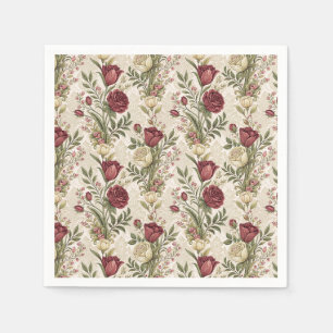 Vintage Damask Rose Garden Floral Pattern Artwork Napkin