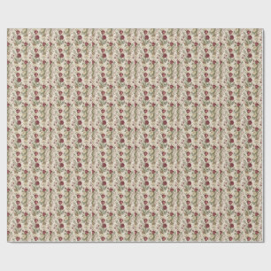 Vintage Damask Rose Garden Floral Pattern Artwork Wrapping Paper