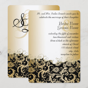 Vintage Damask Rustic Brown Paper Invitation