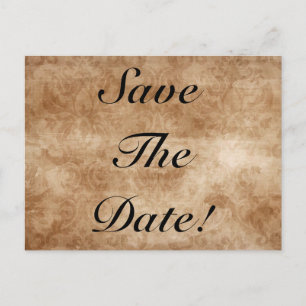 Vintage Damask Save The Date! Postcards
