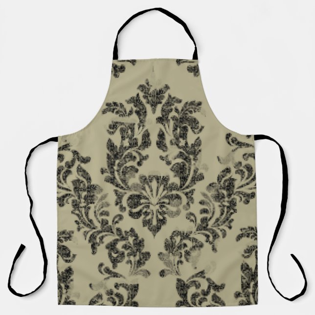 Vintage damask seamless pattern apron (Front)