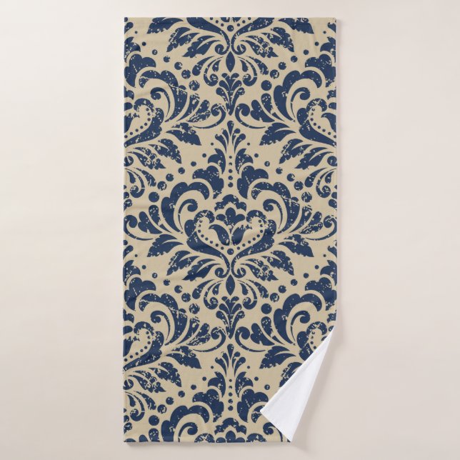 Vintage damask seamless pattern background. Grunge Bath Towel (Bath Towel)