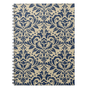 Vintage damask seamless pattern background. Grunge Notebook