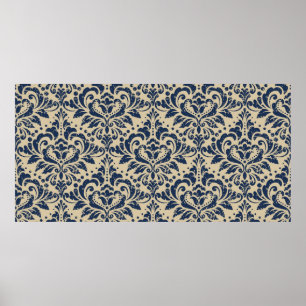 Vintage damask seamless pattern background. Grunge Poster
