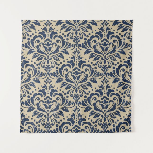 Vintage damask seamless pattern background. Grunge Tapestry (Front)