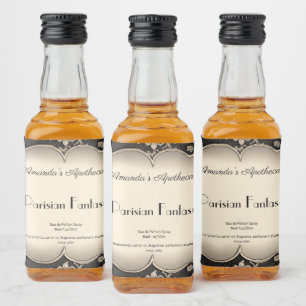 Vintage Damask Silver Frame Perfume Bottle Label