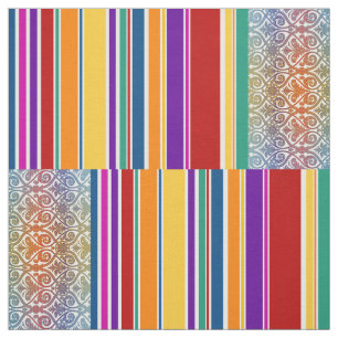 Vintage Damask Stripes coloured III + your idea Fabric
