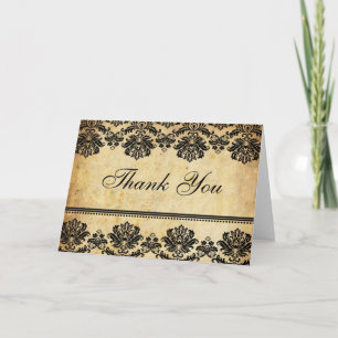 Vintage Damask Thank You Cards