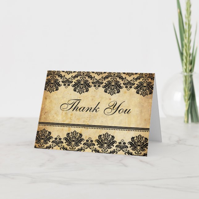 Vintage Damask Thank You Cards (Front)