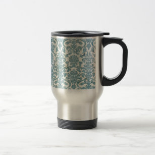 Vintage Damask Turquoise Grunge Rustic Travel Mug