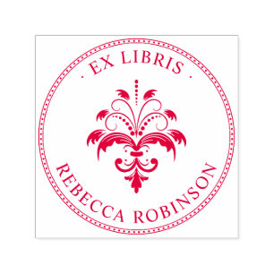 Vintage Damask & Typography   Custom Ex Libris Self-inking Stamp