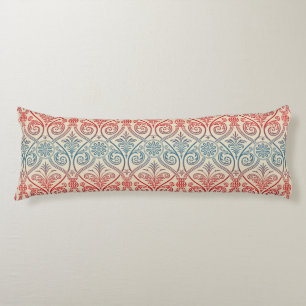 Vintage Damask Wallpaper - blue violet red Body Cushion