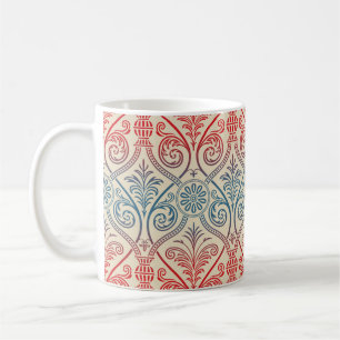 Vintage Damask Wallpaper - blue violet red Coffee Mug