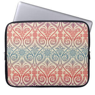 Vintage Damask Wallpaper - blue violet red Laptop Sleeve
