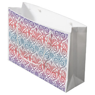 Vintage Damask Wallpaper - blue violet red Large Gift Bag