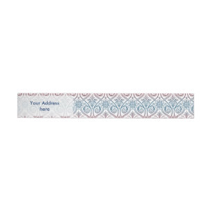 Vintage Damask Wallpaper - blue violet red Wraparound Address Label