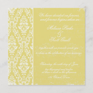 Vintage damask wedding invitation Yellow