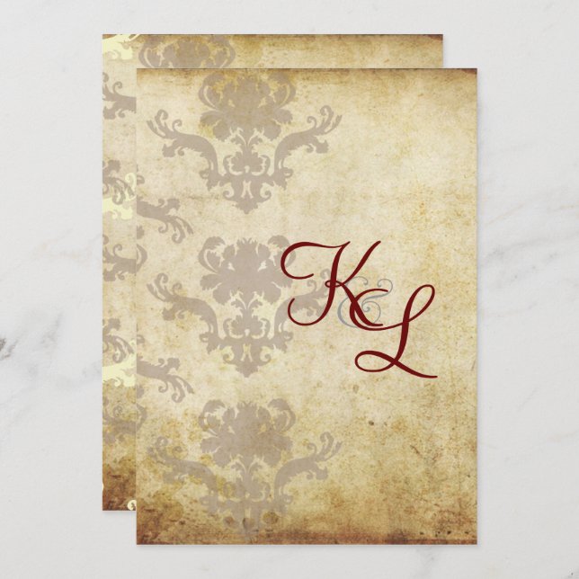 VINTAGE DAMASK WEDDING INVITATIONS (Front/Back)