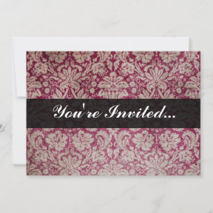 Vintage Damask Wine, Personalised Invitation